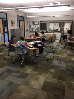 Students working in STEM Center